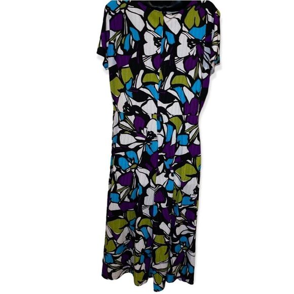 Floral Maxi Dress‎ Purple Blue Green White Black Colorful Print - Picture 1 of 4